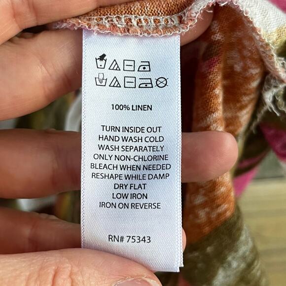 Tahari Women's 100% Linen Colorful Floral Top Size 3X - Picture 5 of 5